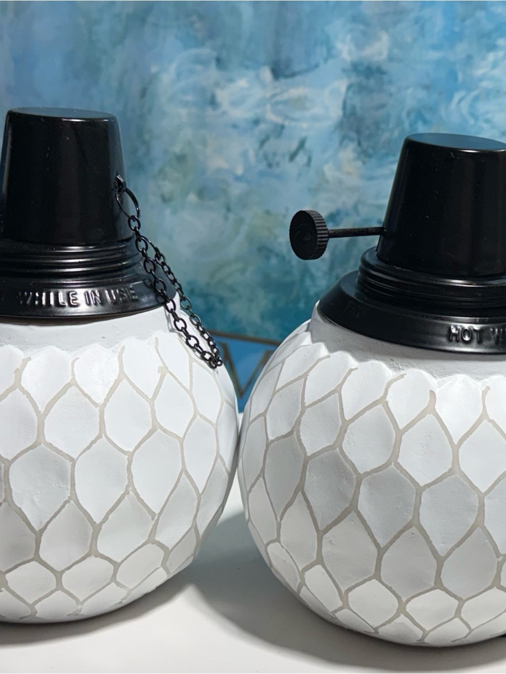 TIKI Brand Farmhouse White Table Torches Oil Lamps Set of 2 NWT - Picture 2 of 3